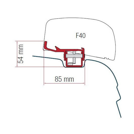 SUPORTE PARA TOLDO FIAMMA F40 VAN PARA VW T5,T5.1-T6,T6.1 DESDE 2003 ADAPTATEUR FIAMMA F40 VAN
